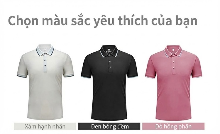 Áo Polo Nam Lụa Tằm Cao Cấp, Áo Thun Nam Tay Ngắn, Áo Thun Trung Niên, Áo Thun Doanh Nhân Màu Be, Đen, Hồng chi tiết 18