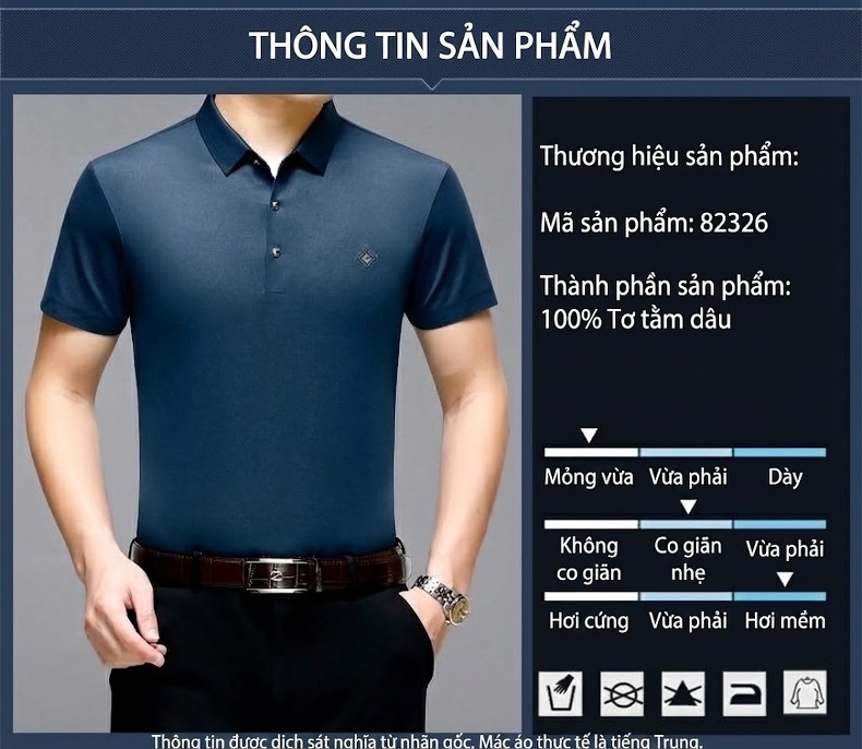 Áo Polo Nam Lụa Tằm Cao Cấp Tay Ngắn Phong Cách Doanh Nhân Màu Xanh Navy, Xám chi tiết 3