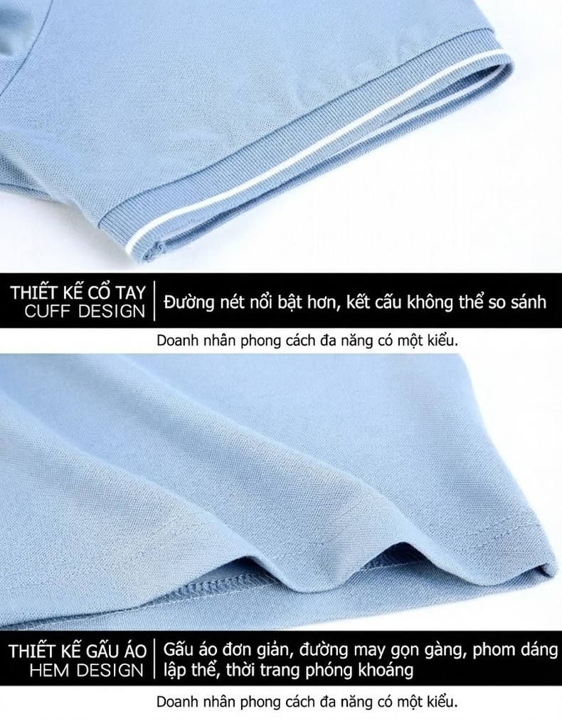 Áo Polo Nam Lụa Tằm Tơ Cao Cấp Chống Nhăn Màu Trắng, Xanh, Navy, Hồng... chi tiết 50
