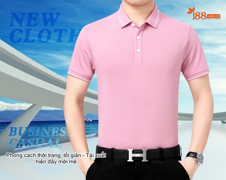 Áo Polo Nam Lụa Tằm Tơ Cao Cấp Chống Nhăn Màu Trắng, Xanh, Navy, Hồng... chi tiết 1