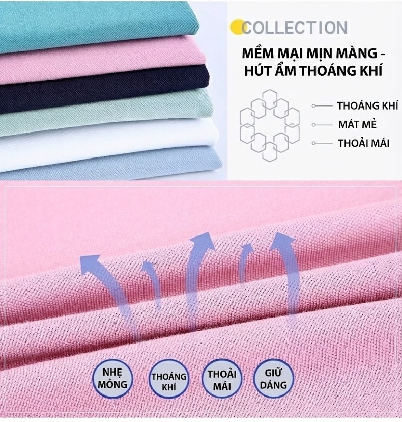 Áo Polo Nam Lụa Tằm Tơ Cao Cấp Chống Nhăn Màu Trắng, Xanh, Navy, Hồng... chi tiết 3