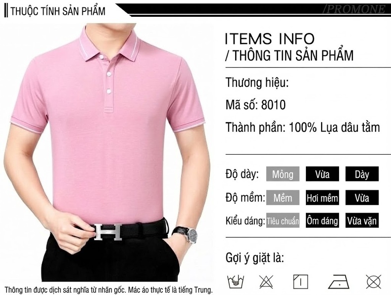 Áo Polo Nam Lụa Tằm Tơ Cao Cấp Chống Nhăn Màu Trắng, Xanh, Navy, Hồng... chi tiết 6