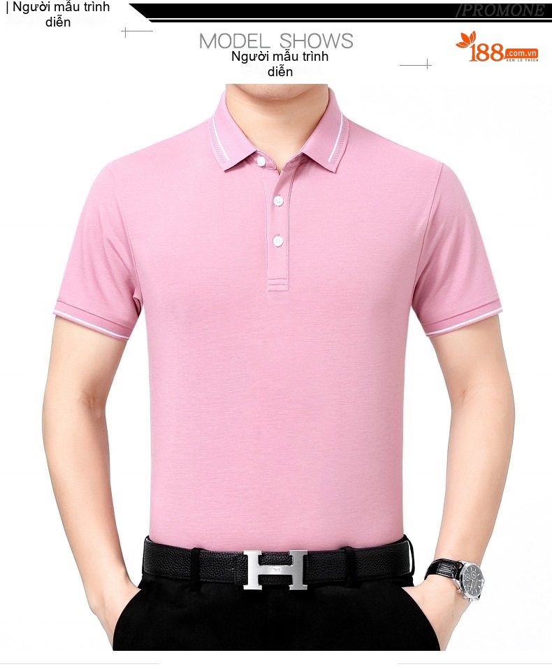 Áo Polo Nam Lụa Tằm Tơ Cao Cấp Chống Nhăn Màu Trắng, Xanh, Navy, Hồng... chi tiết 9