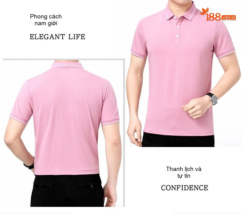 Áo Polo Nam Lụa Tằm Tơ Cao Cấp Chống Nhăn Màu Trắng, Xanh, Navy, Hồng... chi tiết 12
