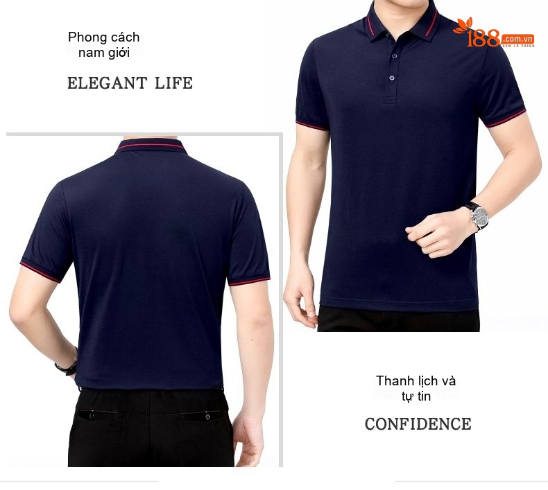 Áo Polo Nam Lụa Tằm Tơ Cao Cấp Chống Nhăn Màu Trắng, Xanh, Navy, Hồng... chi tiết 20