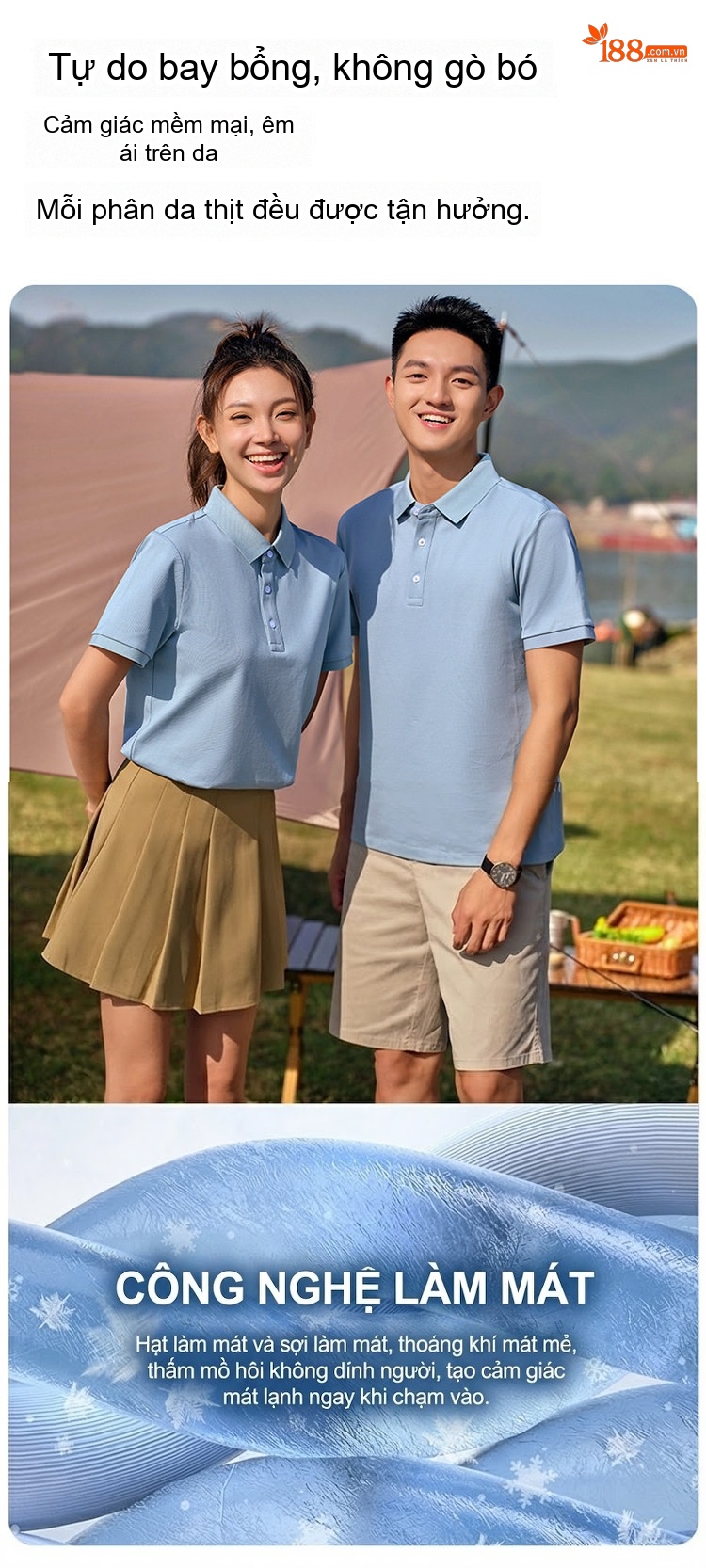 Áo Polo Nam Lụa Tằm Tơ Chống Nhăn Mát Lạnh Màu Trắng, Đen, Xanh Da Trời chi tiết 5