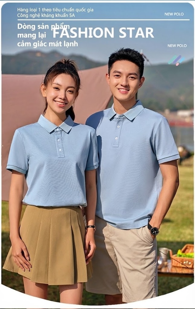 Áo Polo Nam Lụa Tằm Tơ Chống Nhăn Mát Lạnh Màu Trắng, Đen, Xanh Da Trời chi tiết 1