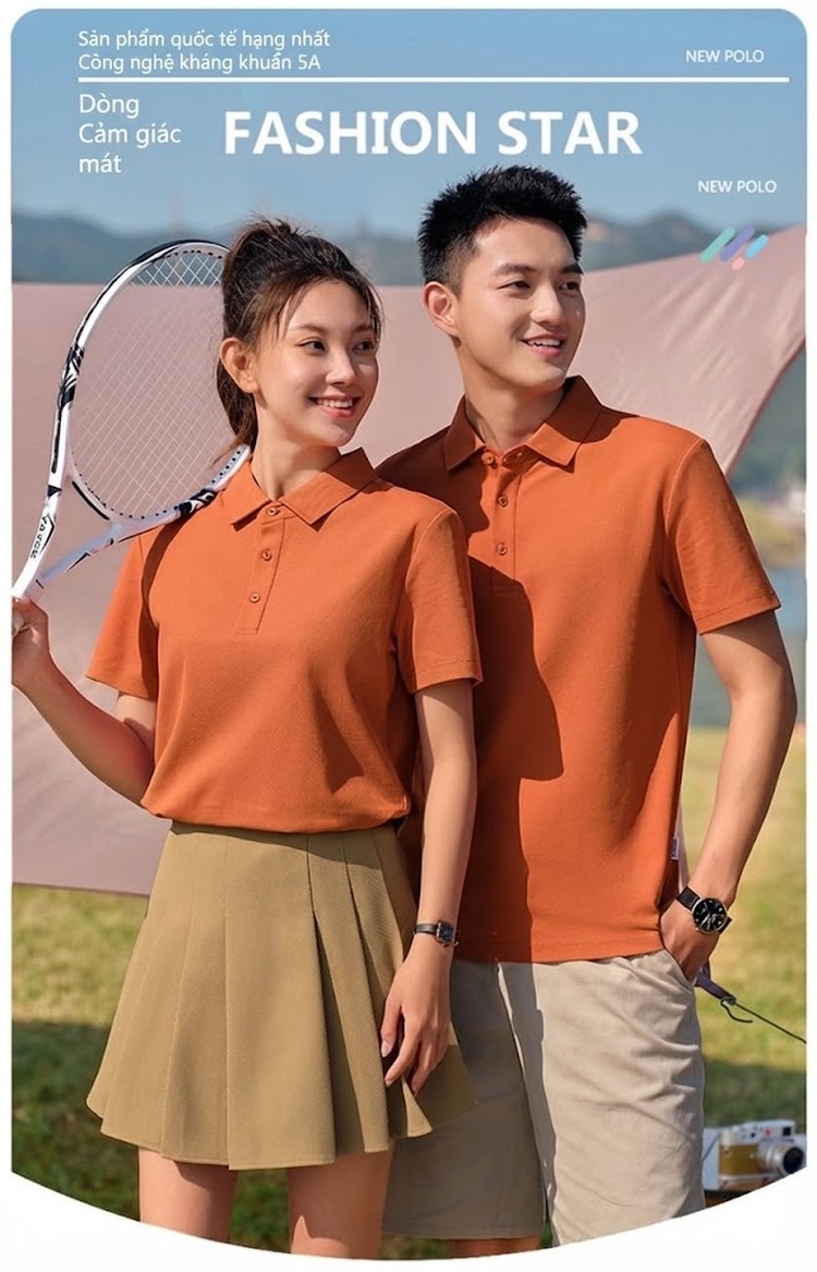 Áo Polo Nam Lụa Tằm Tơ Mềm Mát Thoáng Khí Màu Cam, Đen, Xanh, Trắng... chi tiết 1