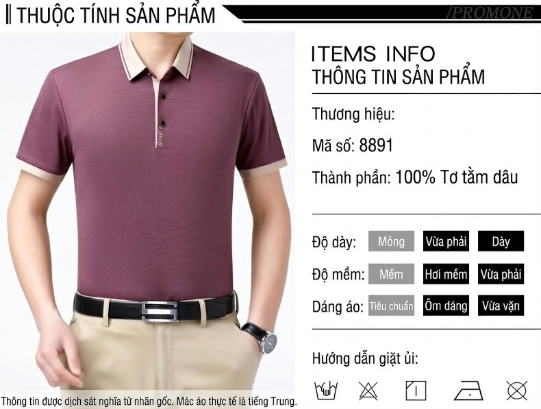 Áo Polo Nam Lụa Tằm Tơ Mùa Hè Thoáng Mát Màu Đỏ Tía, Xanh Dương, Trắng, Xám chi tiết 6