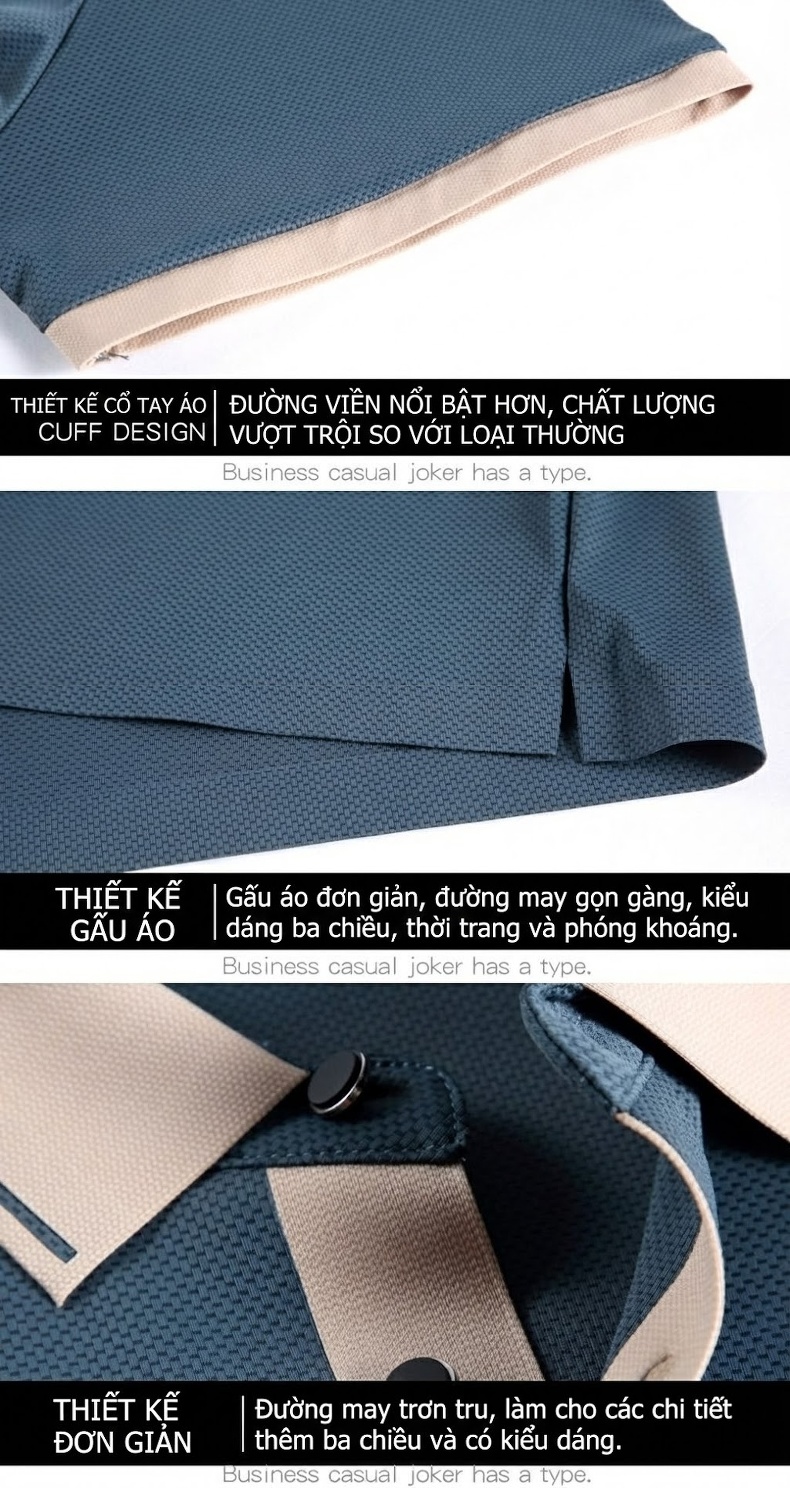 Áo Polo Nam Lụa Tằm Tơ Mùa Hè Thoáng Mát Màu Đỏ Tía, Xanh Dương, Trắng, Xám chi tiết 35