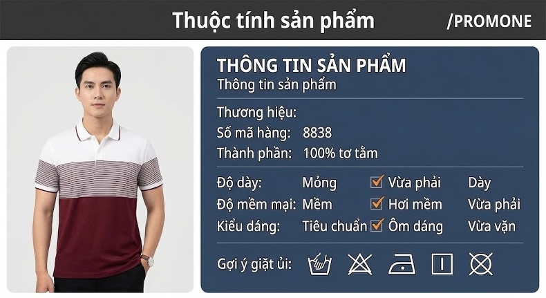 Áo Polo Nam Lụa Tơ Tằm Cao Cấp Họa Tiết Sọc Ngang Không Nhăn Màu Đỏ Tía, Xanh Dương, Nâu Vàng, Xám... chi tiết 6