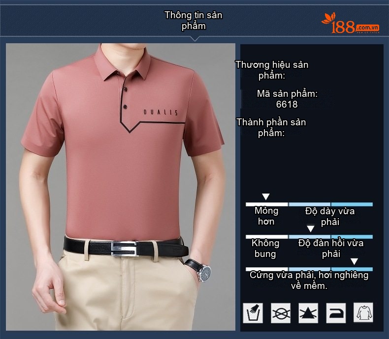 Áo Polo Nam Lụa Tơ Tằm Cộc Tay Chống Nhăn Phong Cách Doanh Nhân Màu Đen, Nâu, Xám, Hồng... chi tiết 3
