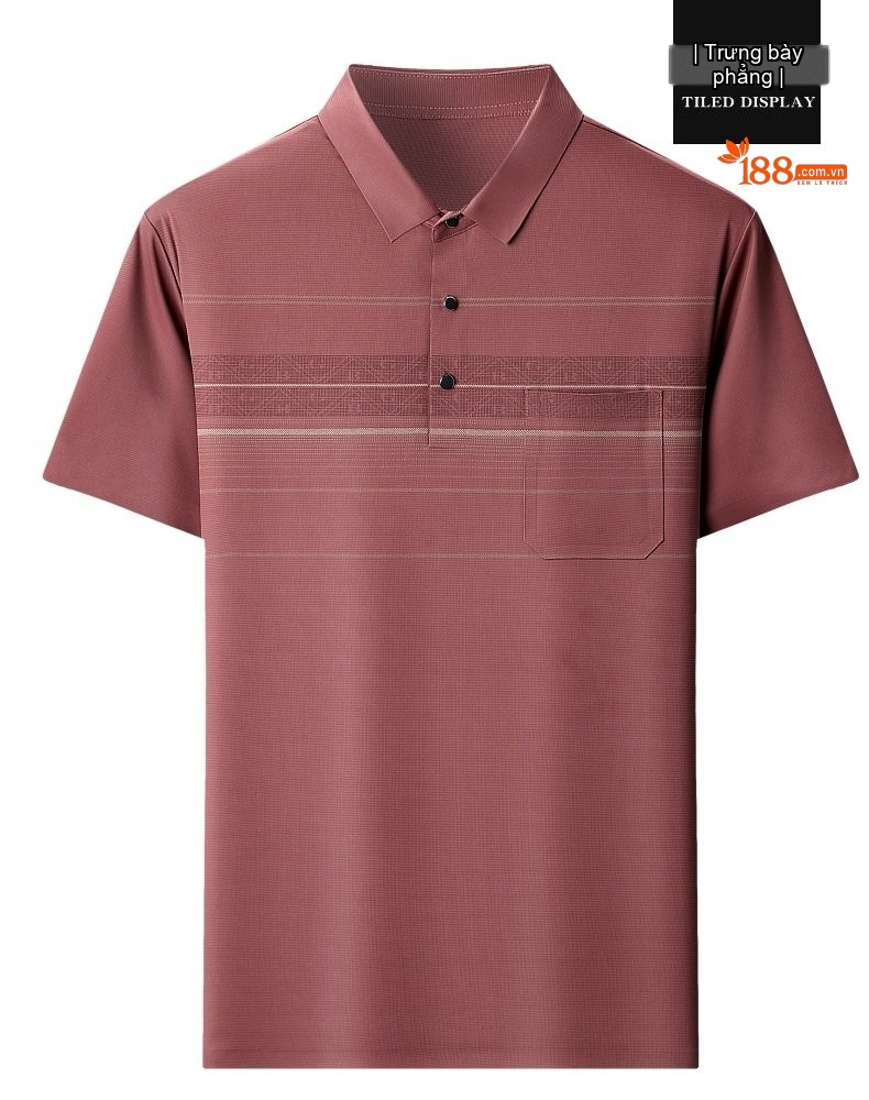 Áo Polo Nam Lụa Tơ Tằm Mát Lạnh Form Rộng Chống Nhăn Màu Đỏ Gạch, Xanh Navy chi tiết 20
