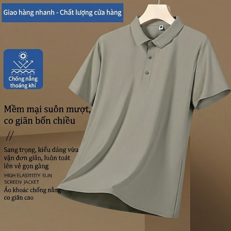 Áo Polo Nam Ngắn Tay Áo Thun Ice Silk Chống Nắng UPF50+ Thoáng Mát Màu Xám, Xanh, Nâu...