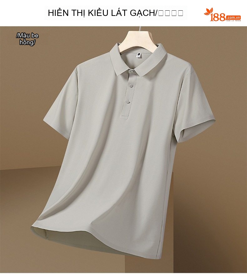 Áo Polo Nam Ngắn Tay Áo Thun Ice Silk Chống Nắng UPF50+ Thoáng Mát Màu Xám, Xanh, Nâu... chi tiết 10