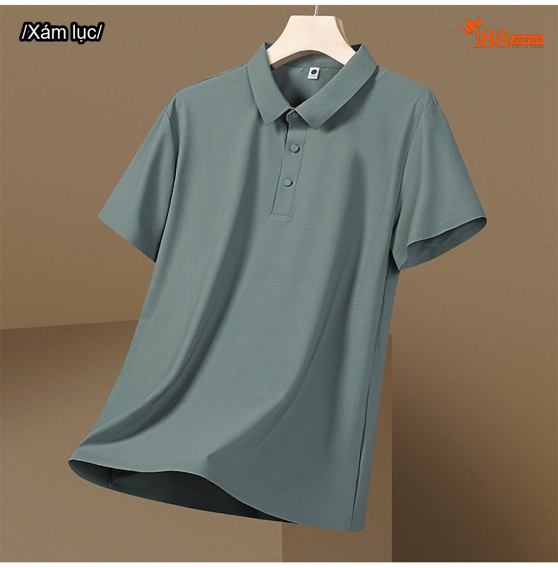 Áo Polo Nam Ngắn Tay Áo Thun Ice Silk Chống Nắng UPF50+ Thoáng Mát Màu Xám, Xanh, Nâu... chi tiết 15