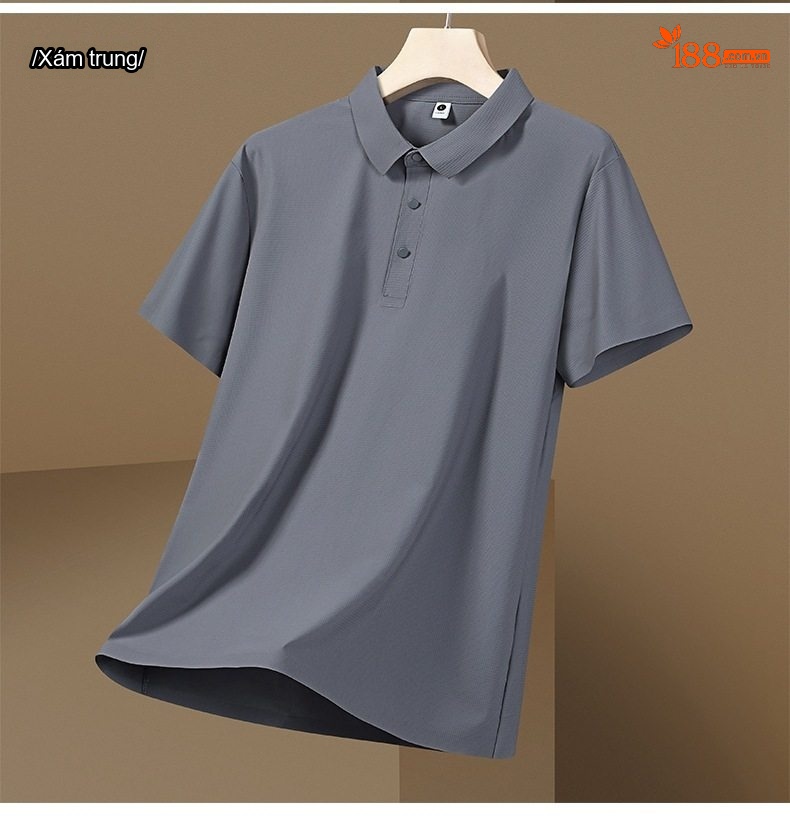 Áo Polo Nam Ngắn Tay Áo Thun Ice Silk Chống Nắng UPF50+ Thoáng Mát Màu Xám, Xanh, Nâu... chi tiết 25
