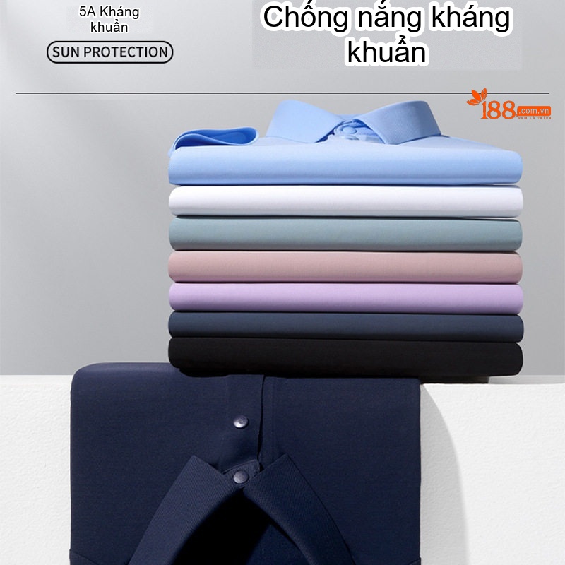 Áo Polo Nam Ngắn Tay Chống Nắng Kháng Khuẩn 5A Cổ Bẻ Khuy Bấm Màu Xanh, Trắng, Xám, Tím...