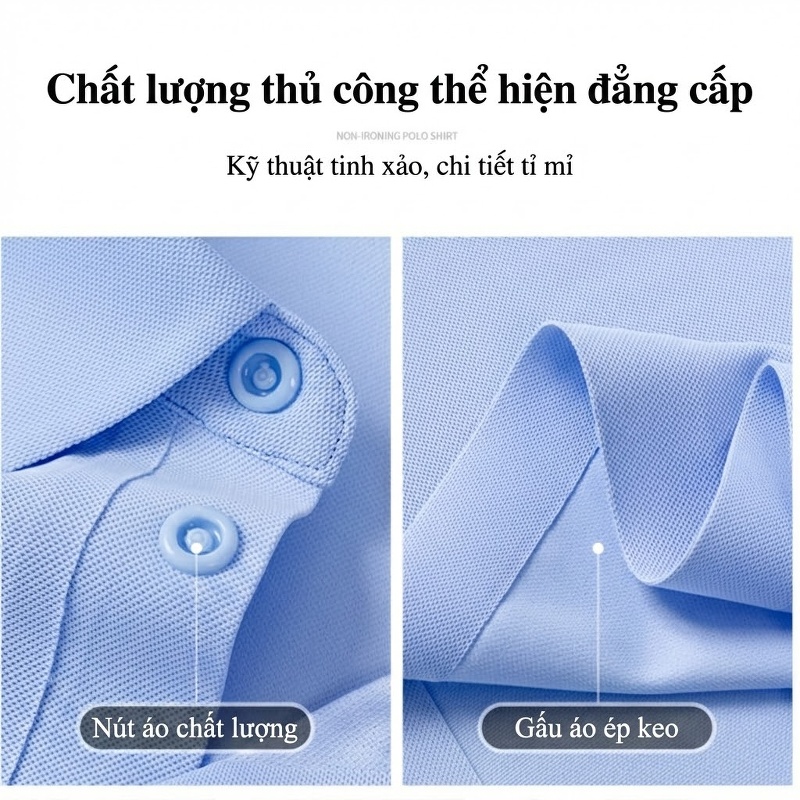 Áo Polo Nam Ngắn Tay Chống Nắng Kháng Khuẩn 5A Cổ Bẻ Khuy Bấm Màu Xanh, Trắng, Xám, Tím...