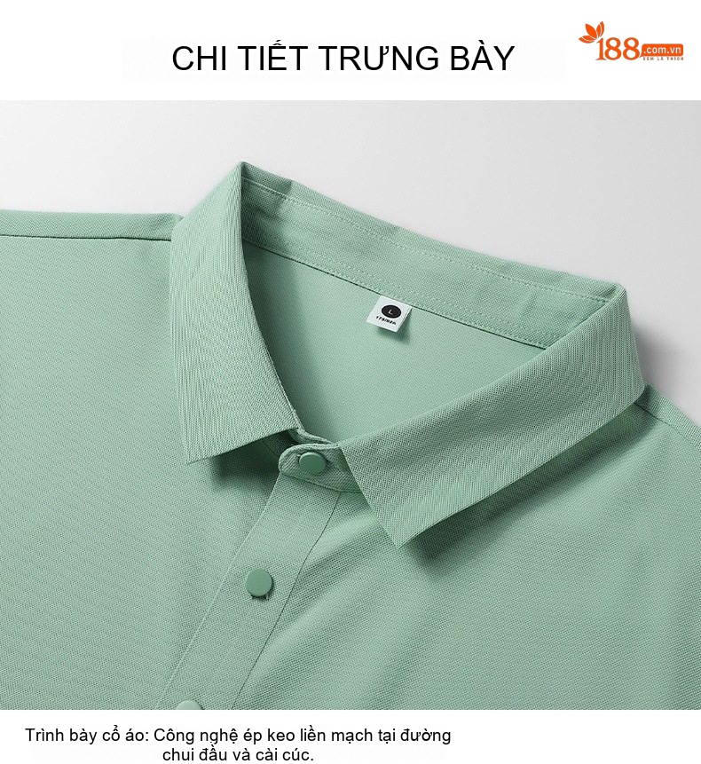 Áo Polo Nam Ngắn Tay Cotton Co Giãn Thoáng Mát Màu Trắng, Kem chi tiết 30