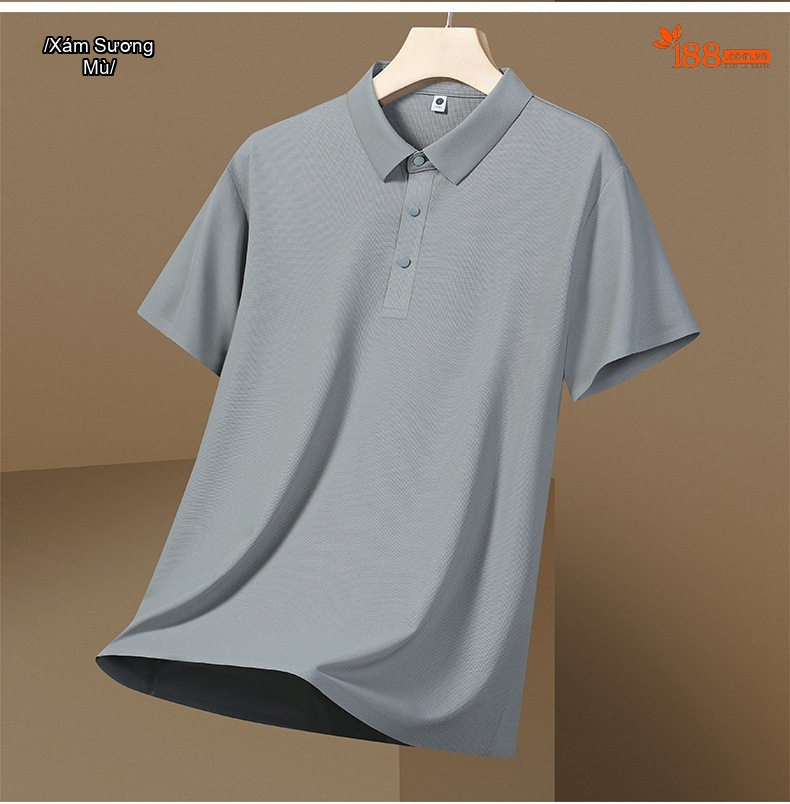 Áo Polo Nam Ngắn Tay UPF50+ Chống Nắng Thoáng Mát Màu Xám, Đen chi tiết 13