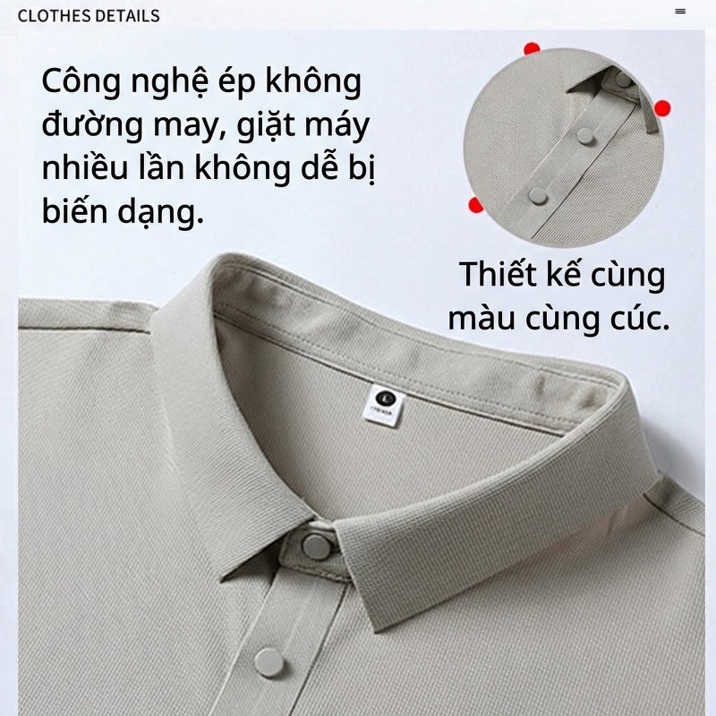 Áo Polo Nam Ngắn Tay UPF50+ Chống Nắng Thoáng Mát Màu Xám, Đen