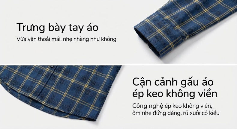Áo Polo Nam Sọc Caro Chất Lụa Tơ Tằm Cao Cấp Không Nhăn Phong Cách Doanh Nhân Màu Xanh, Xám chi tiết 18