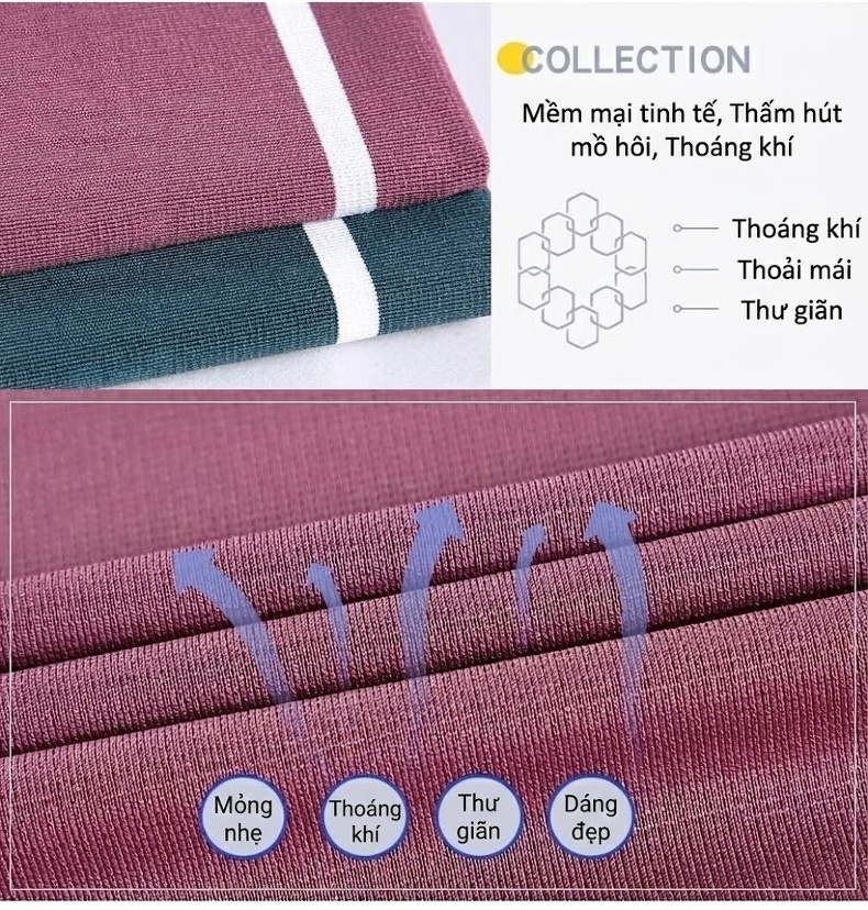 Áo Polo Nam Sọc Ngang Chất Lụa Tằm Cao Cấp Mùa Hè Màu Xanh, Nâu, Trắng, Tím chi tiết 4