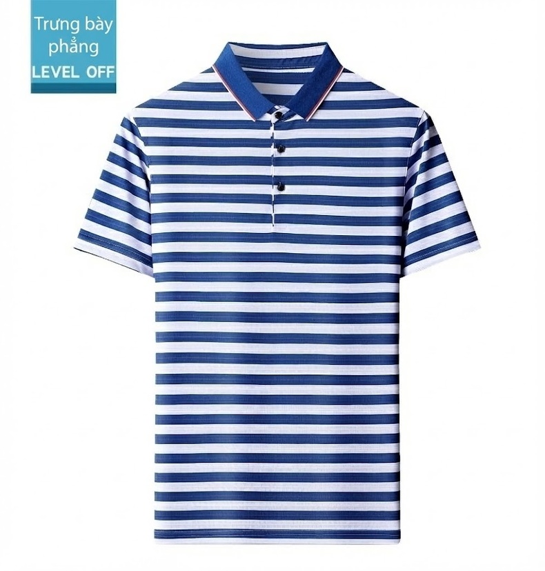 Áo Polo Nam Sọc Ngang Lụa Tằm Tơ Mềm Mại Thoáng Mát Màu Xanh Navy, Đỏ, Xanh Lá, Đỏ Cam... chi tiết 23