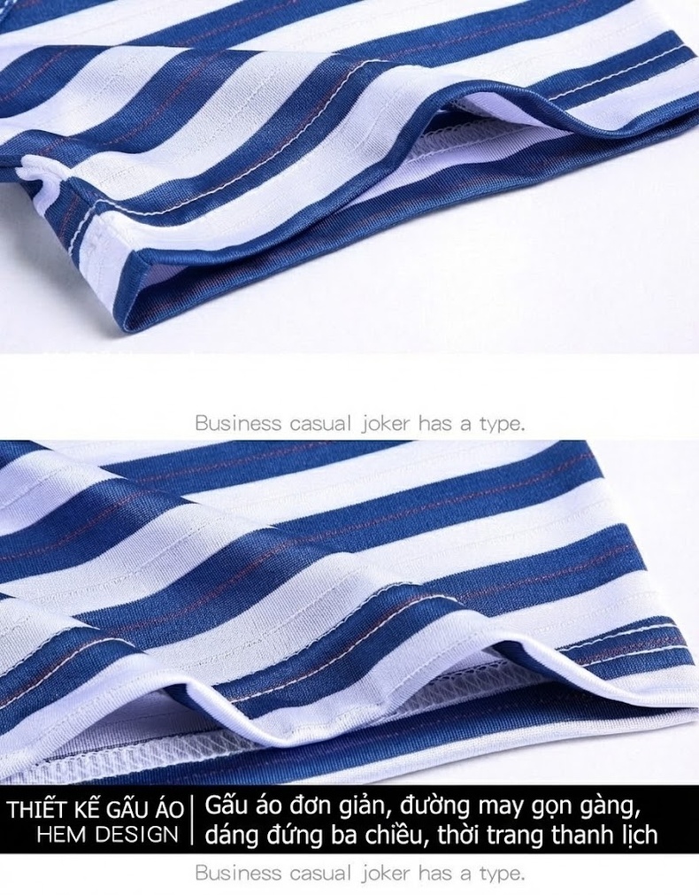 Áo Polo Nam Sọc Ngang Lụa Tằm Tơ Mềm Mại Thoáng Mát Màu Xanh Navy, Đỏ, Xanh Lá, Đỏ Cam... chi tiết 25