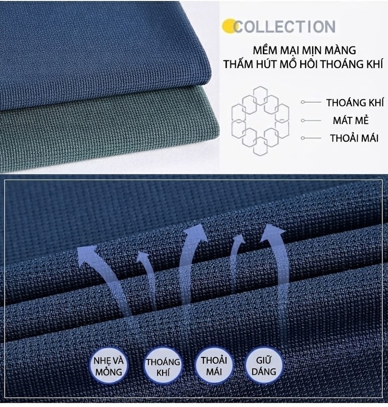 Áo Polo Nam Sọc Ngang Tay Ngắn Cotton Lụa Chống Nhăn Màu Trắng, Xanh Navy, Xanh Rêu, Xám... chi tiết 4