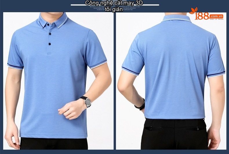 Áo Polo Nam Sợi Tằm Mỏng Mát Form Rộng Cổ Bẻ Màu Xanh Da Trời, Kem, Xanh Lá, Xanh Navy... chi tiết 15