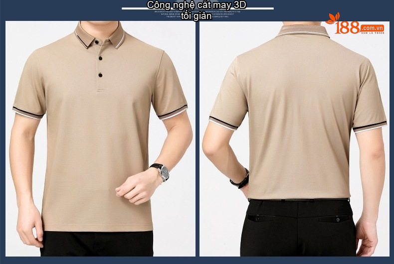 Áo Polo Nam Sợi Tằm Mỏng Mát Form Rộng Cổ Bẻ Màu Xanh Da Trời, Kem, Xanh Lá, Xanh Navy... chi tiết 7