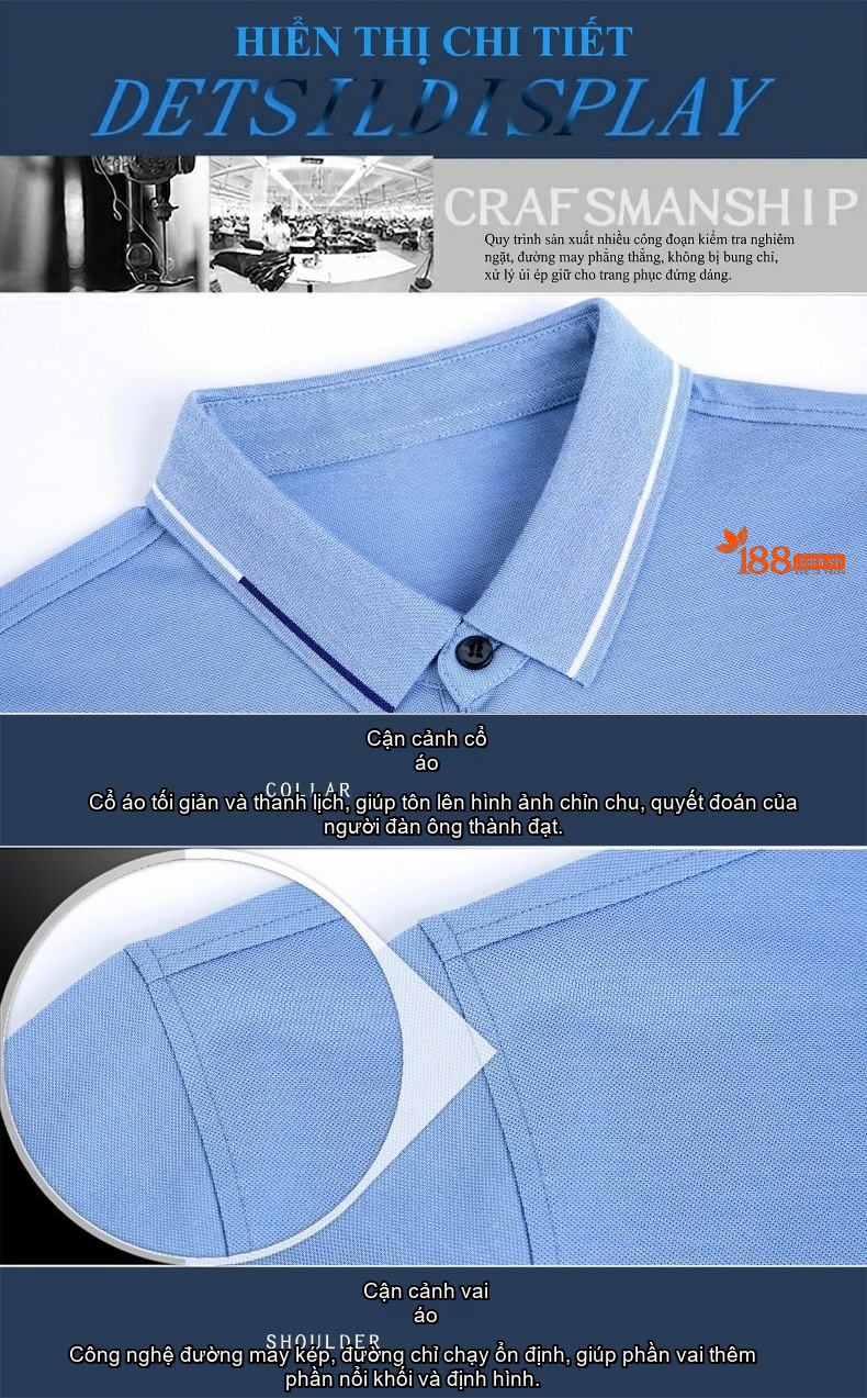 Áo Polo Nam Sợi Tằm Mỏng Mát Form Rộng Cổ Bẻ Màu Xanh Da Trời, Kem, Xanh Lá, Xanh Navy... chi tiết 31