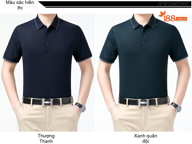 Áo Polo Nam桑蚕丝(Tằm)/Tơ Tằm Tay Ngắn Màu Xám, Nâu, Trắng, Xanh Dương... chi tiết 5