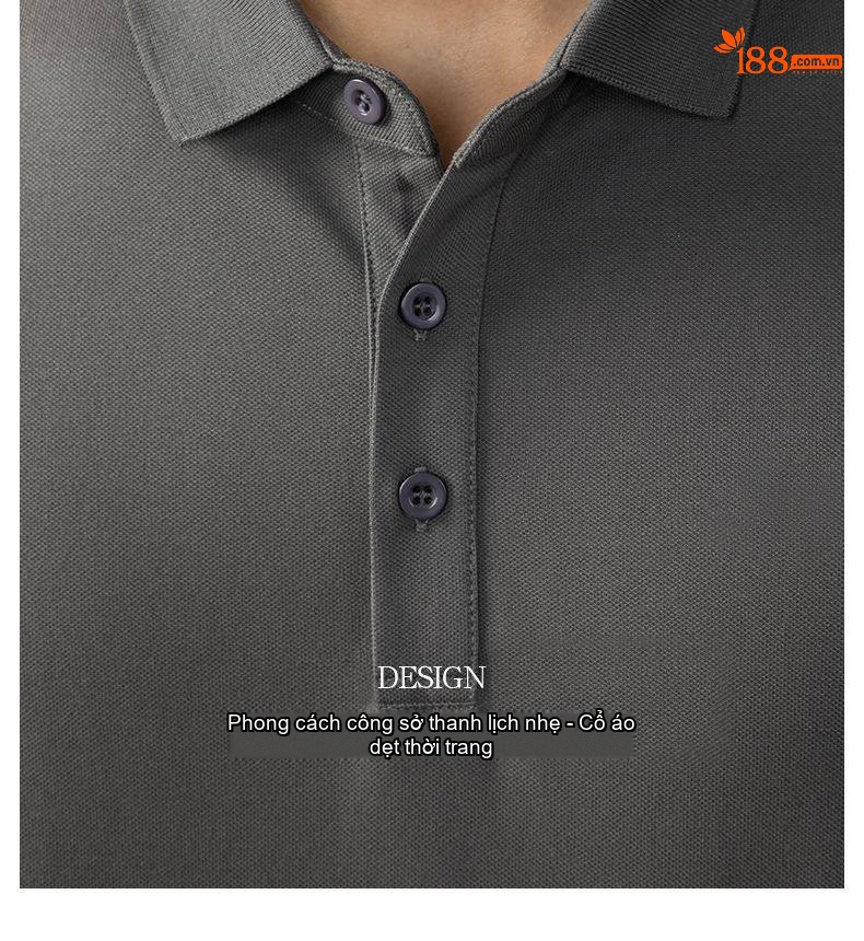 Áo Polo Nam Tay Dài Cotton Sợi Mercerized Cao Cấp Màu Đen, Trắng, Xanh Navy, Xám... chi tiết 13