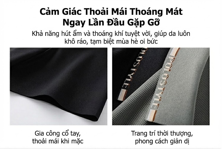 Áo Polo Nam Tay Ngắn Cổ Bẻ Form Rộng Thoải Mái Màu Đen, Xám chi tiết 2