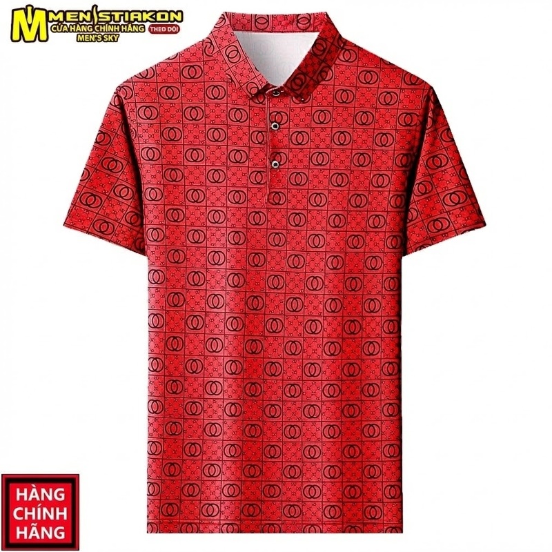 Áo Polo Nam Tay Ngắn Co Giãn Thoáng Mát Màu Nâu, Đỏ, Đen