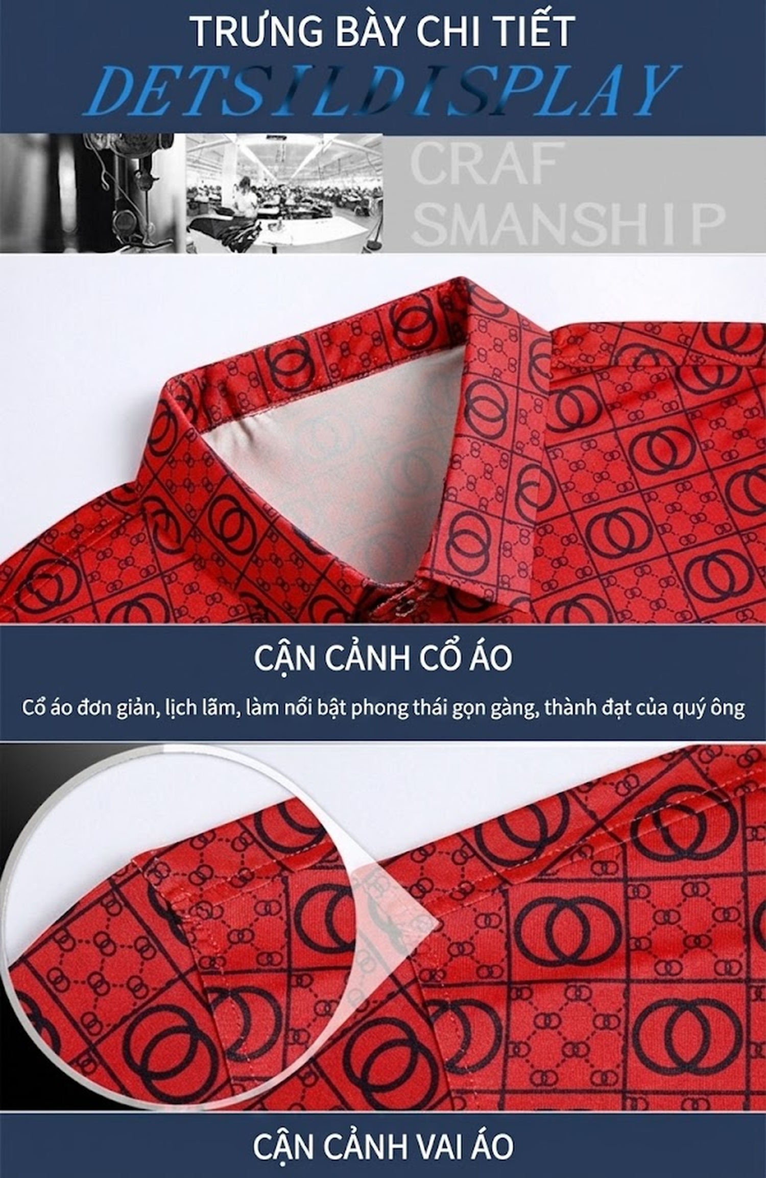 Áo Polo Nam Tay Ngắn Co Giãn Thoáng Mát Màu Nâu, Đỏ, Đen chi tiết 19