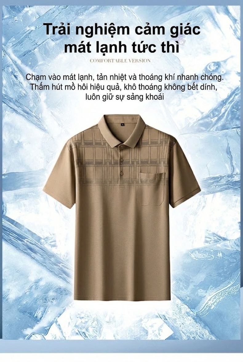 Áo Polo Nam Tay Ngắn Họa Tiết Ô Vuông Form Rộng Có Túi Màu Đen, Xanh Navy, Nâu, Xanh Rêu... chi tiết 4
