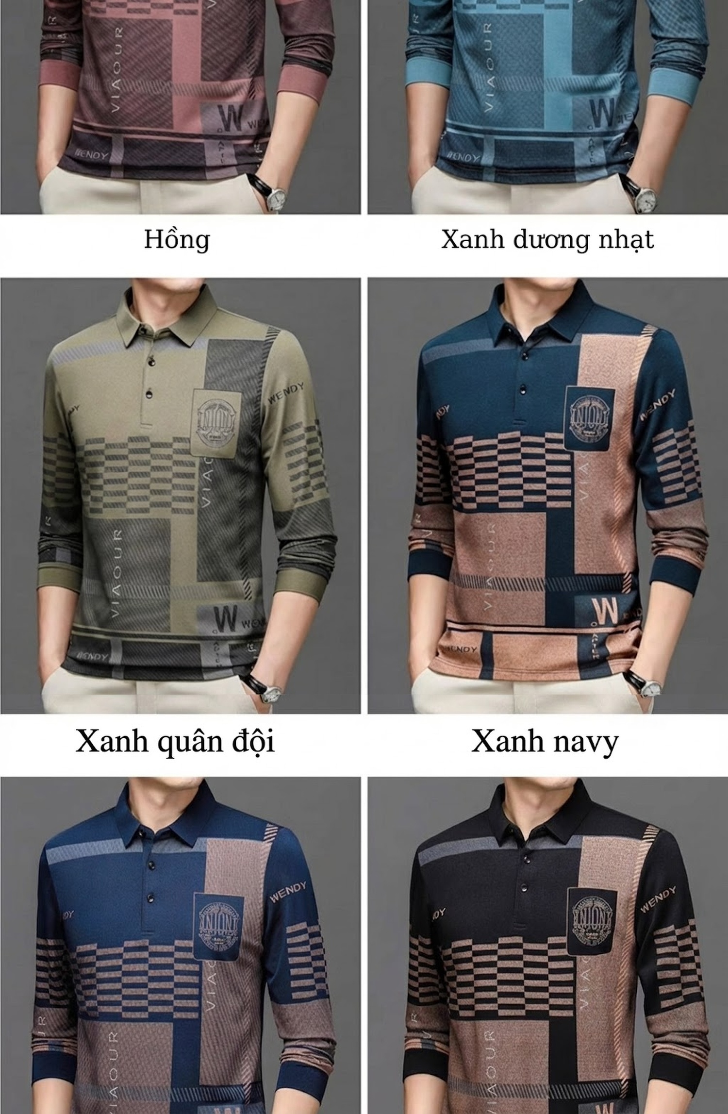 Áo Polo Nam Tay Ngắn Họa Tiết Trung Niên Phong Cách Châu Âu Màu Đen, Xanh, Trắng chi tiết 12