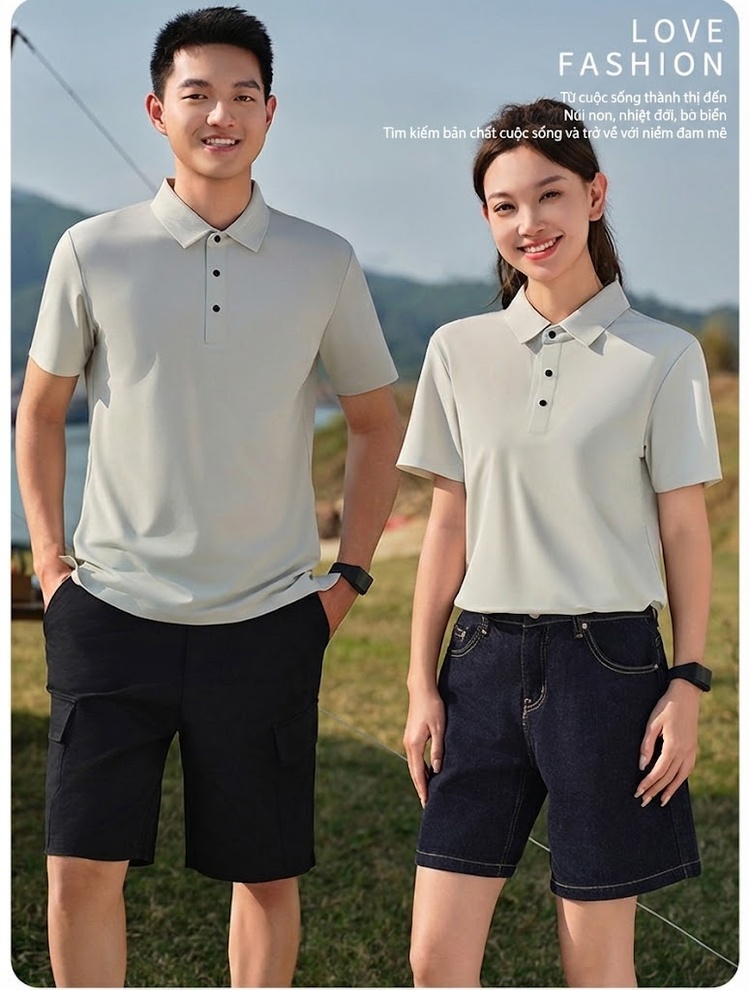 Áo Polo Nam Tay Ngắn Lụa Tơ Tằm Mùa Hè Thoải Mái Form Rộng Màu Đen, Xám, Xanh, Hồng... chi tiết 13