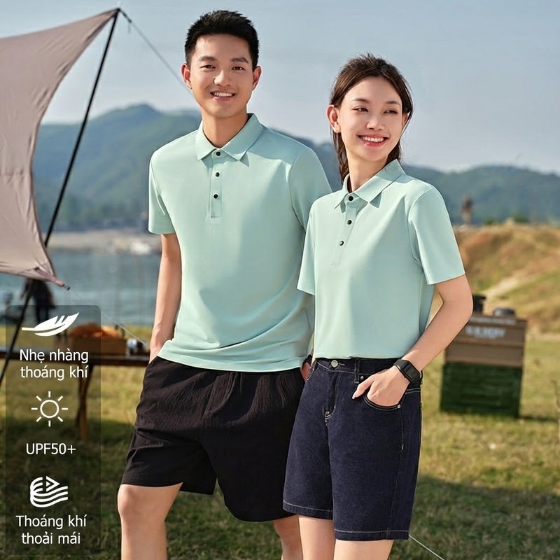 Áo Polo Nam Tay Ngắn Lụa Tơ Tằm Mùa Hè Thoải Mái Form Rộng Màu Đen, Xám, Xanh, Hồng...