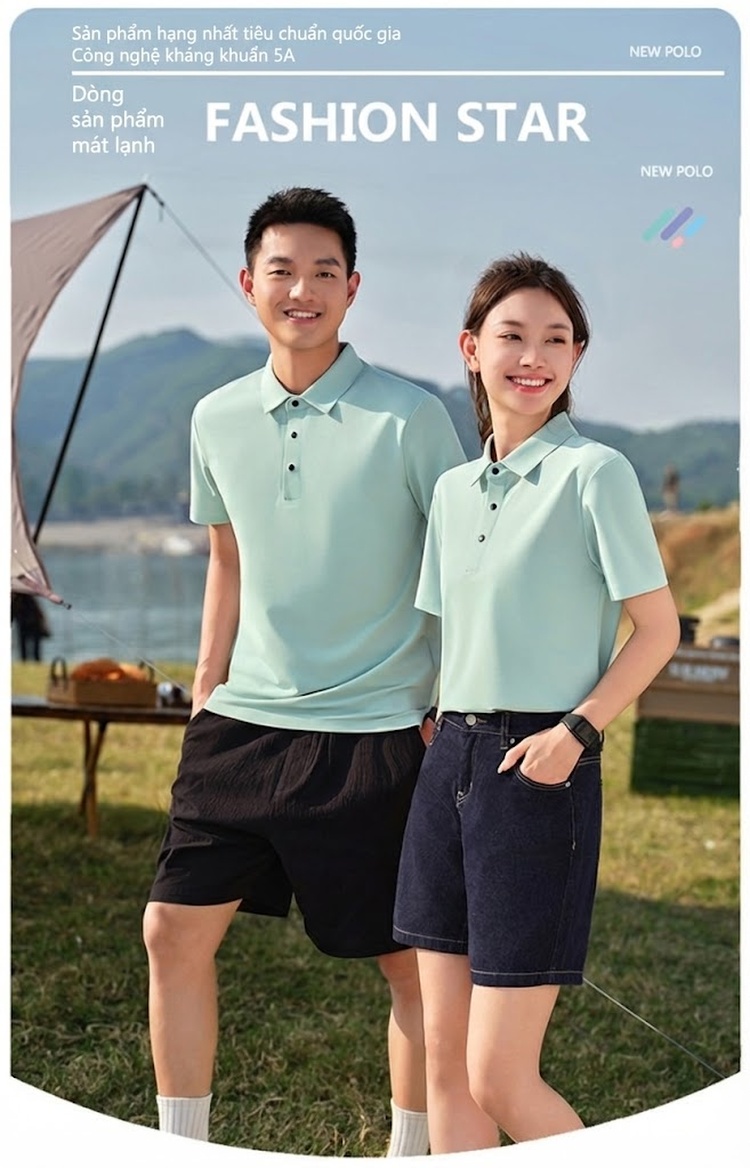 Áo Polo Nam Tay Ngắn Lụa Tơ Tằm Mùa Hè Thoải Mái Form Rộng Màu Đen, Xám, Xanh, Hồng... chi tiết 1
