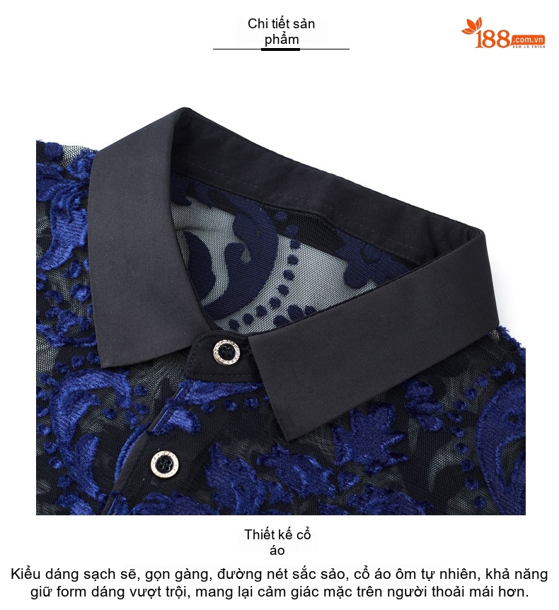 Áo Polo Nam Tay Ngắn Lưới Mỏng Họa Tiết Trung Niên Màu Đen, Xanh Dương, Xanh Lá, Xám chi tiết 3