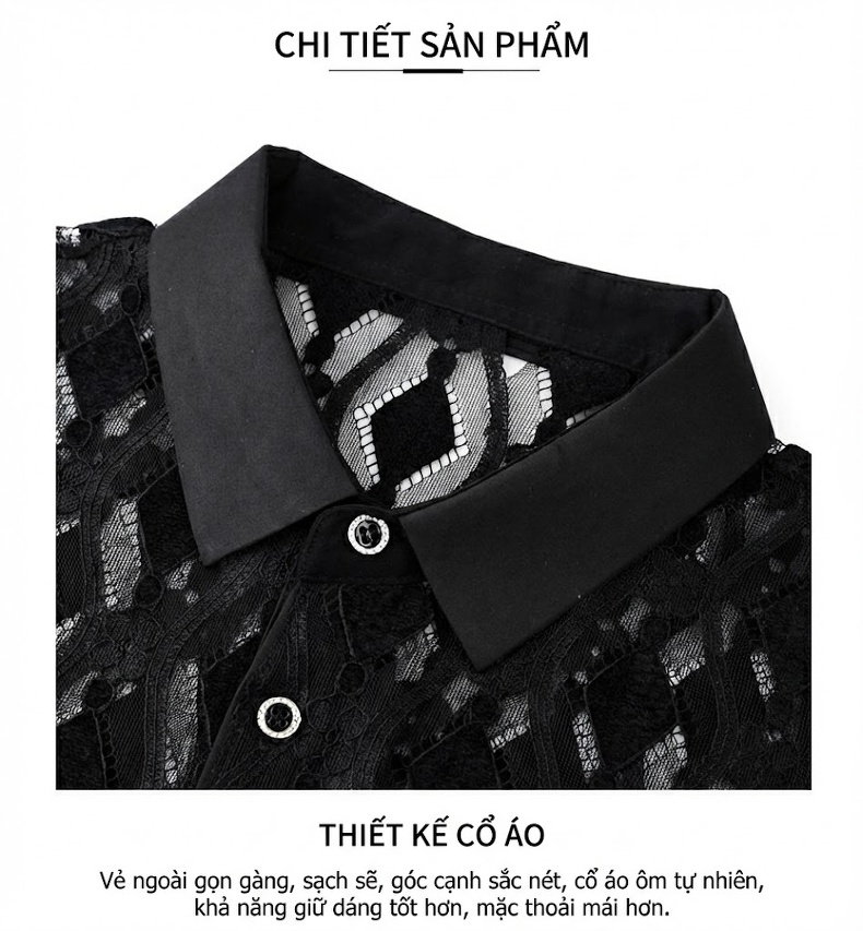 Áo Polo Nam Tay Ngắn Lưới Mỏng Phong Cách Trung Niên Màu Đen chi tiết 3
