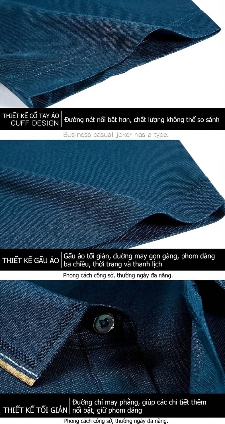 Áo Polo Nam Tay Ngắn Sợi Tơ Tằm Mát Lạnh Form Rộng Có Túi Màu Trắng, Đỏ, Xanh, Đen... chi tiết 27
