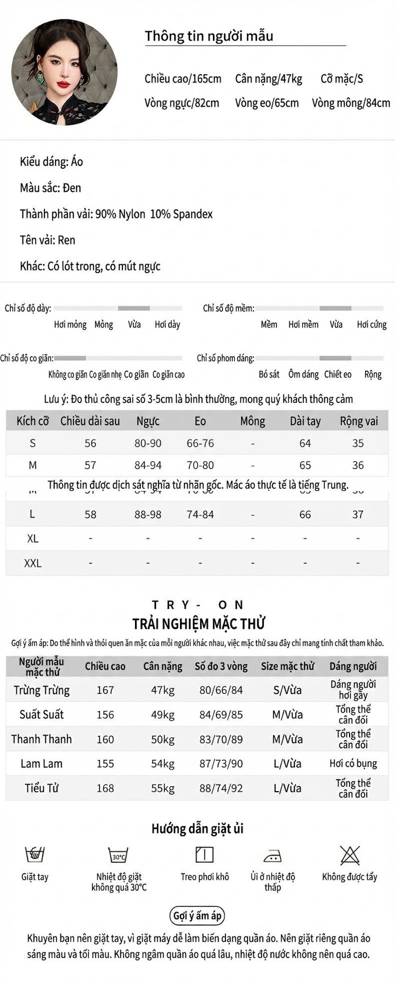 Áo Ren Nữ Tay Dài Cổ Tàu Cách Tân Thiết Kế Ôm Dáng Màu Đen, Đỏ chi tiết 2