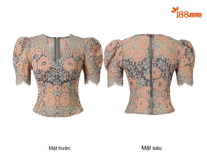 Áo Ren Nữ Tay Ngắn Cổ chữ V Thiết Kế Ôm Dáng Màu Đen, Trắng, Hồng chi tiết 6