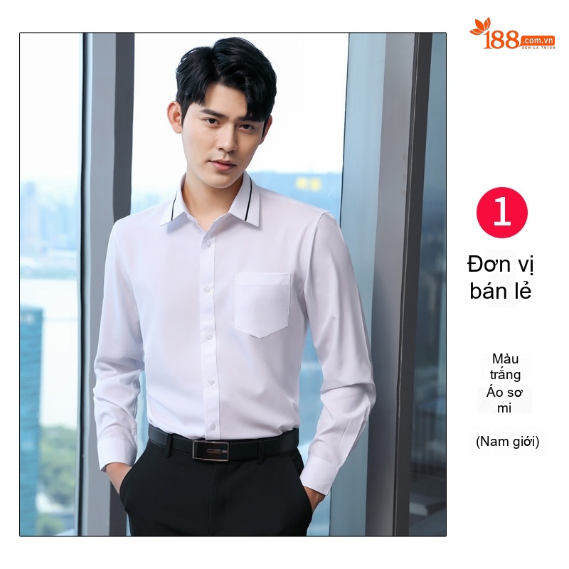 Áo Sơ Mi Công Sở Dài Tay Nam Nữ Màu Trắng, Xám